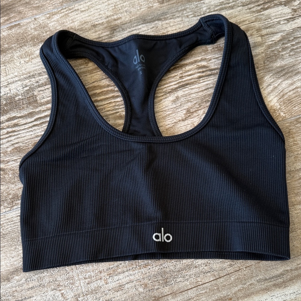 Alo Black ribbed Sports Bra